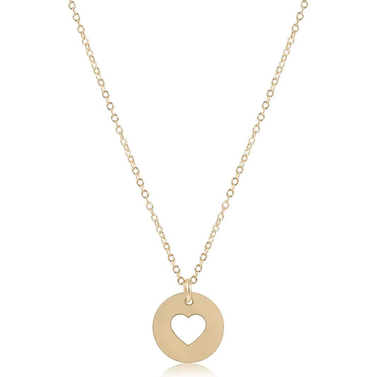 16" necklace gold - love gold disc