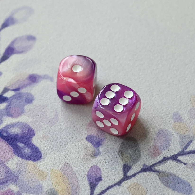 Mahjong Dice (Pair of 2): Pink & Purple
