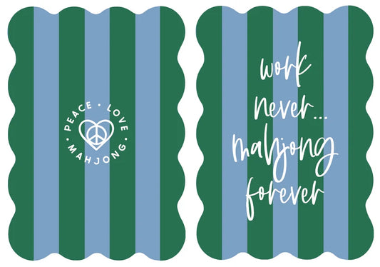 Mahjong Tile Shufflers- Dark Green & Blue Stripes