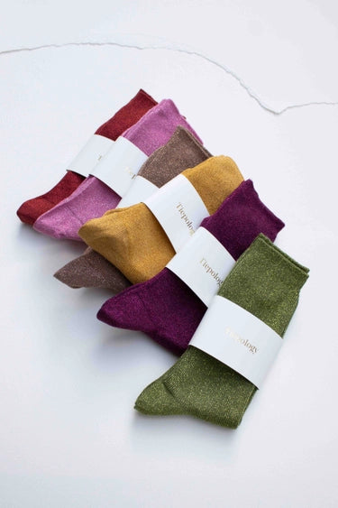 Modal Blend Glitter Socks: Mocha
