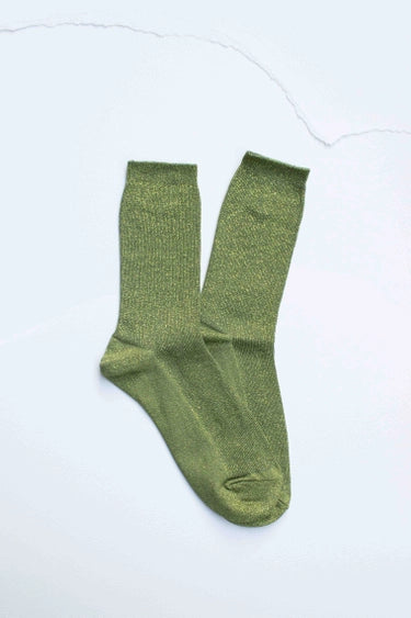 Modal Blend Glitter Socks: Olive