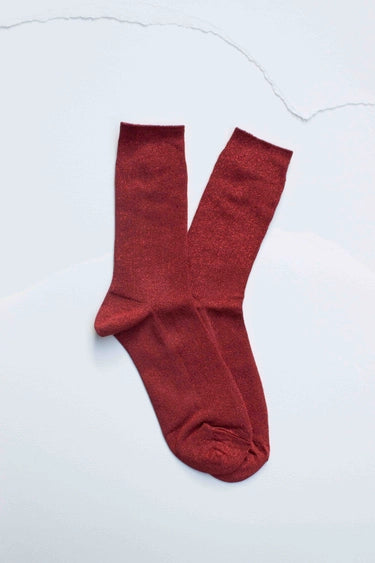 Modal Blend Glitter Socks: Red