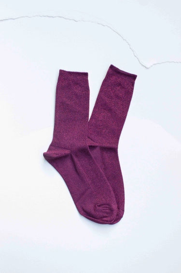 Modal Blend Glitter Socks: Purple Wine