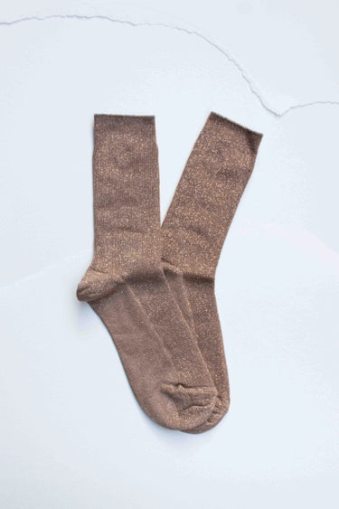 Modal Blend Glitter Socks: Mocha