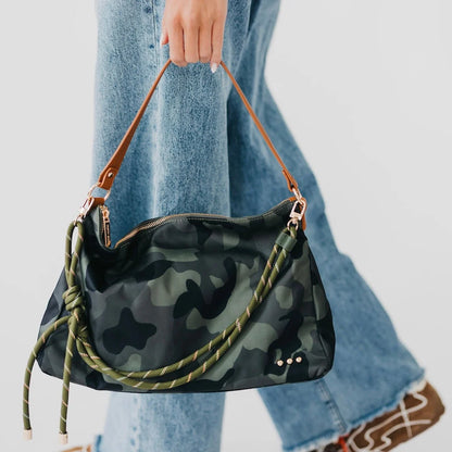 Nikki Nylon Slouchy Shoulder Bag- Camo