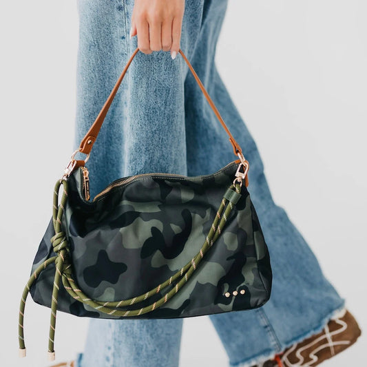 Nikki Nylon Slouchy Shoulder Bag- Camo