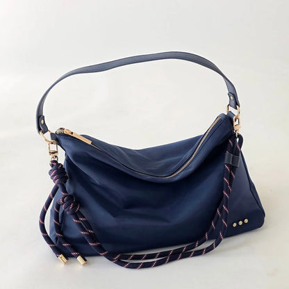 Nikki Nylon Slouchy Shoulder Bag- Navy