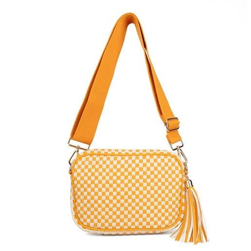 The Finley | Woven Camera Crossbody with Tassel