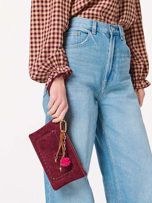 Paige Zip Pouch Wristlet- Wine