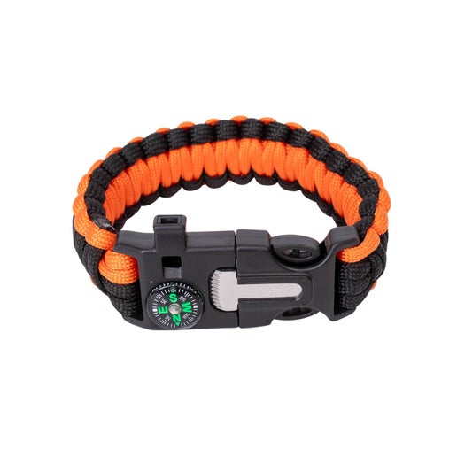 Paracord Emergency Bracelet | Camping Survival EDC Set: Orange & Black