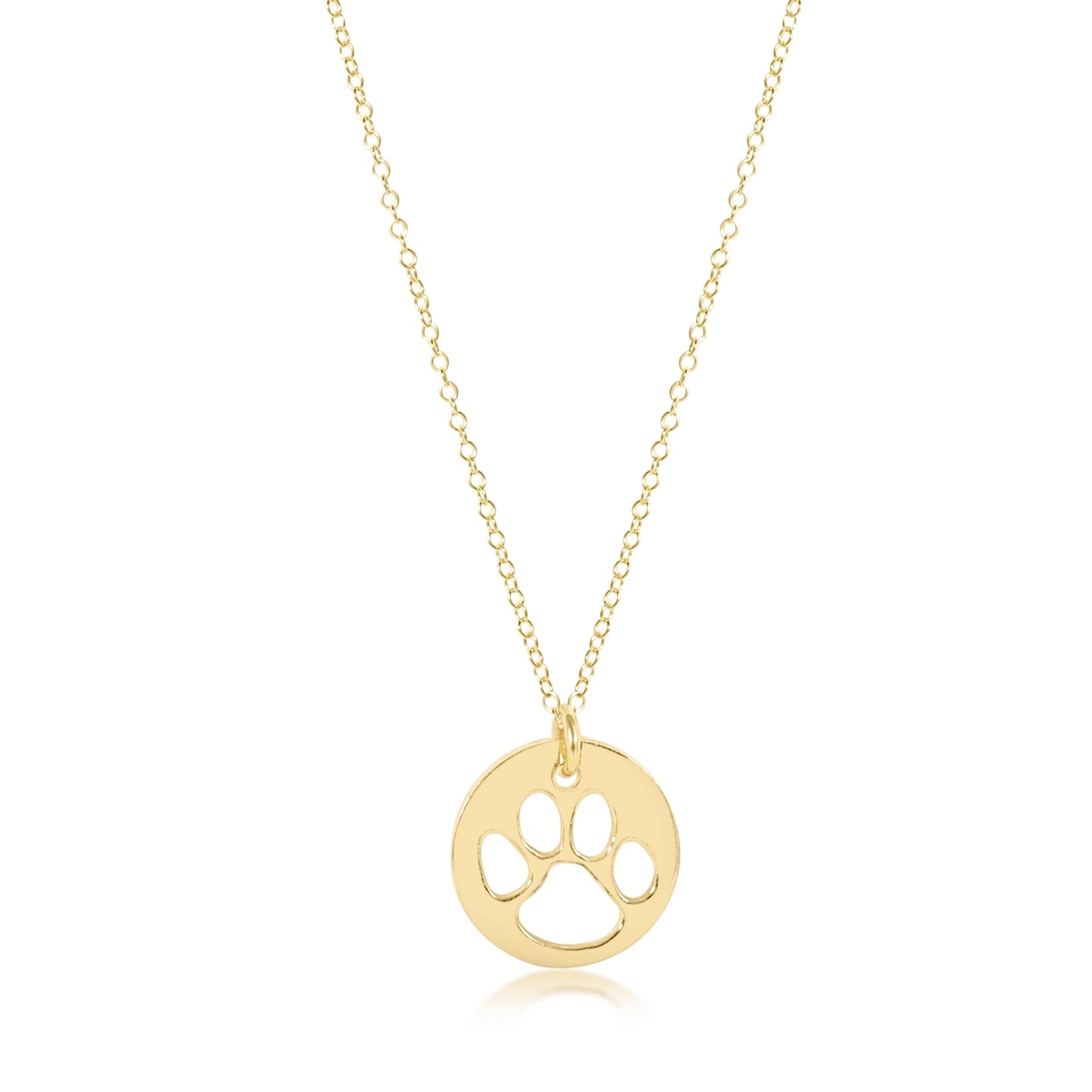 16" necklace gold - paw print gold disc