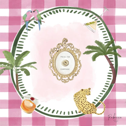 Rebecca Illustrated- Pink Gingham Mahjong Mat