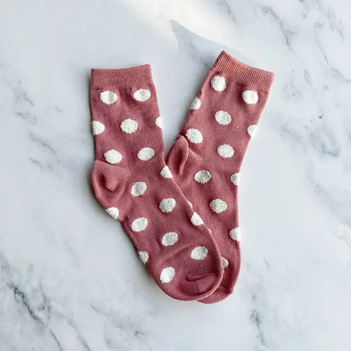 Women's Polka Dots Puff Casual Socks: Pink