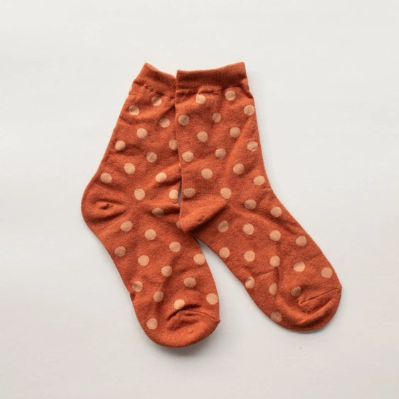 Polka Dots Casual Socks: Rust