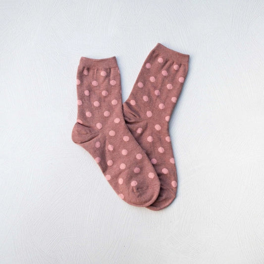 Polka Dots Casual Socks: Mauve