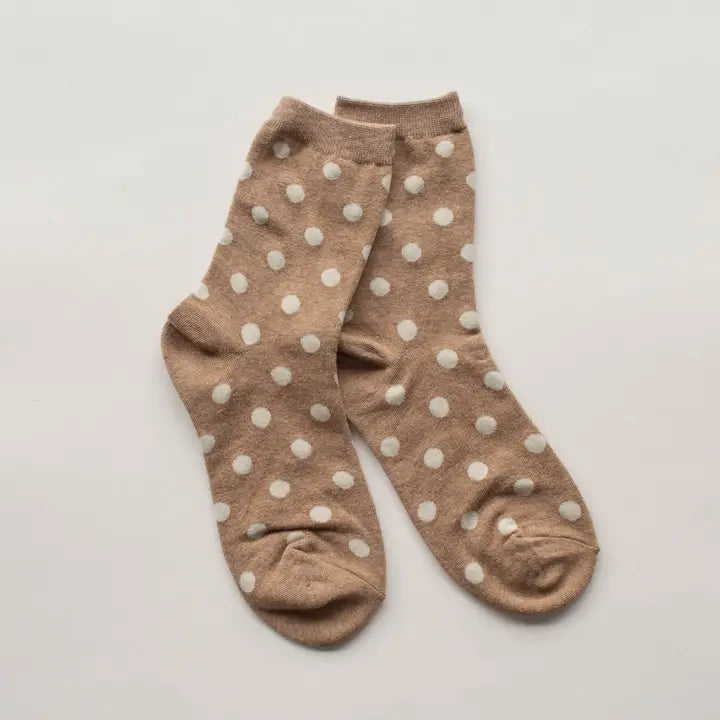 Polka Dots Casual Socks: Mocha