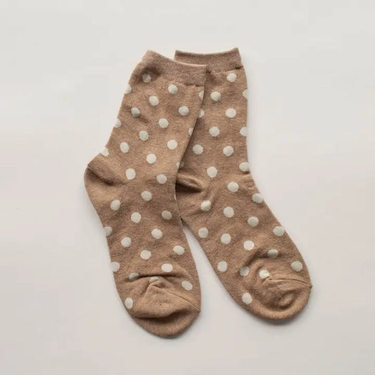 Polka Dots Casual Socks: Mocha
