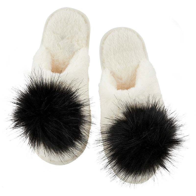 Plush Pom Pom Slippers