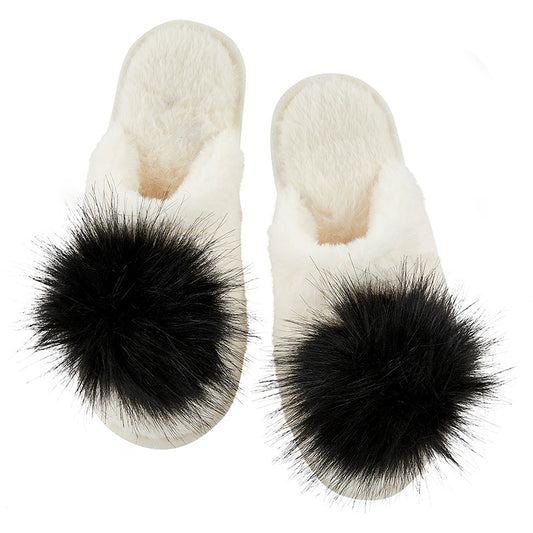 Plush Pom Pom Slippers