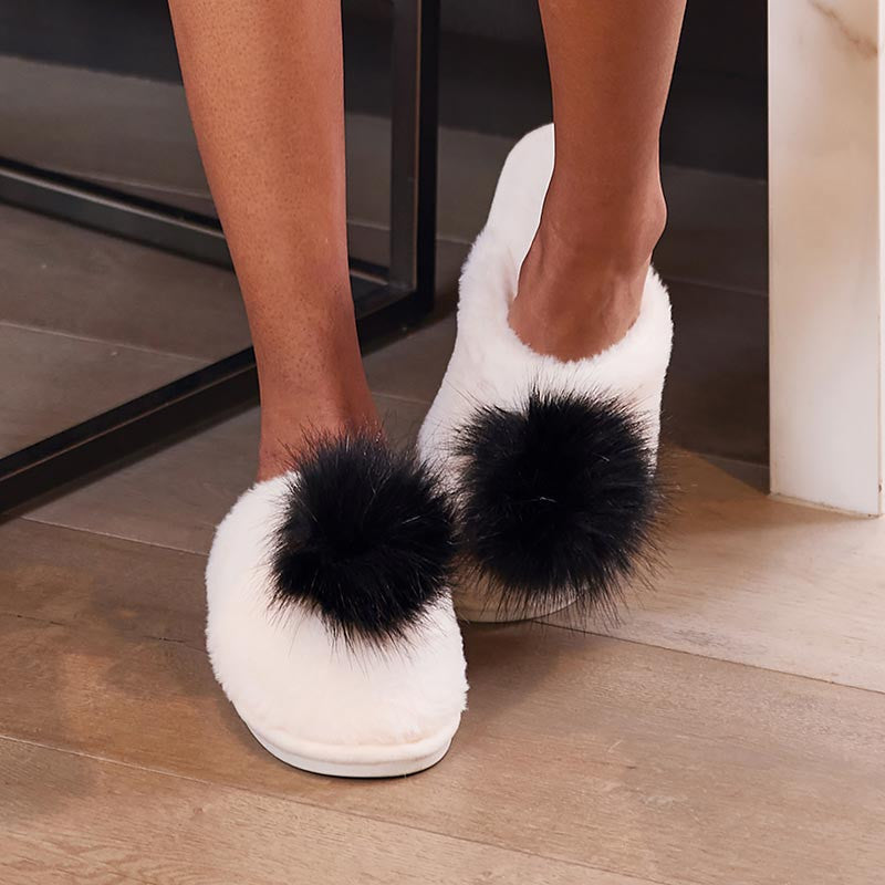 Plush Pom Pom Slippers