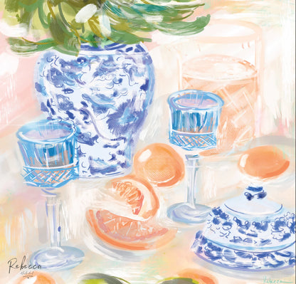 Rebecca Illustrated- Chinoiserie & Citrus Mahjong Mat