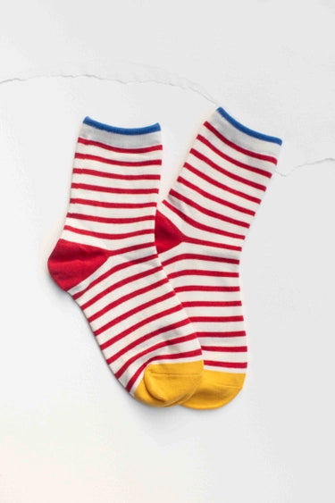 Classic Stripe Cotton Socks: Red