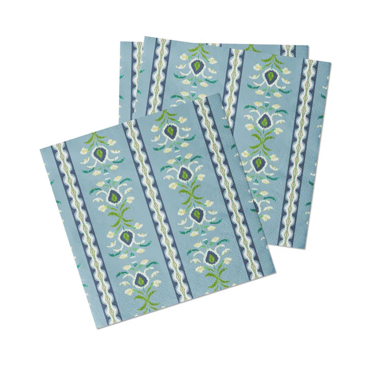 Rosemary Stripe French Blue Cocktail Napkins