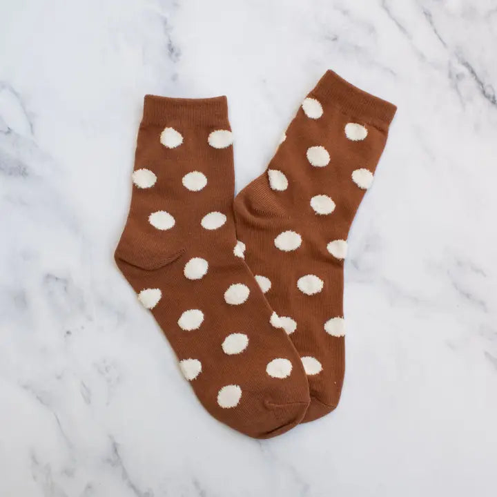 Women's Polka Dots Puff Casual Socks: Rust