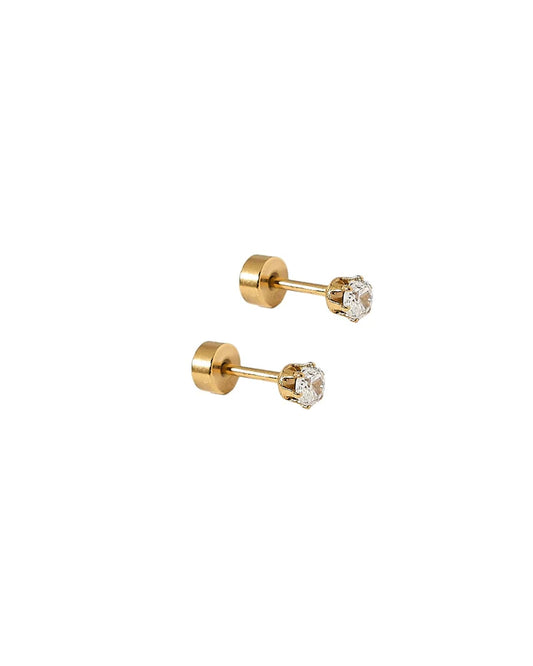 Screwback Stud Earrings -Micro Helen Gold