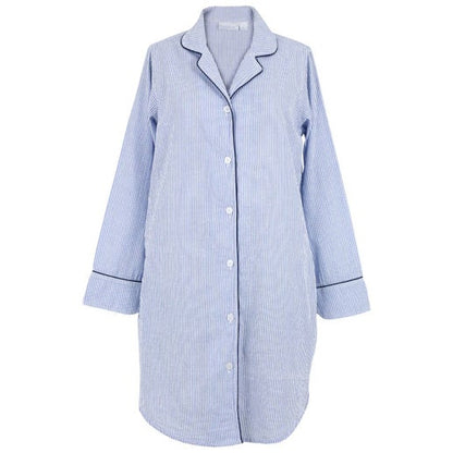 Blue Seersucker Navy Classic Nightshirt
