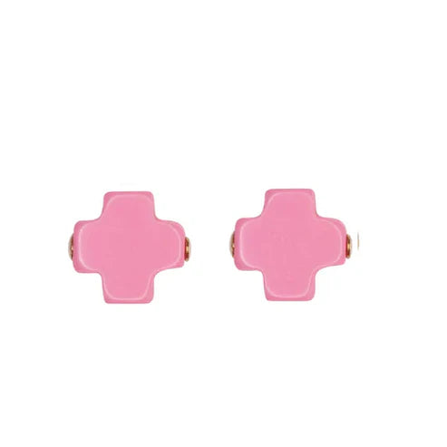 Sigature Cross Stud- Bright Pink