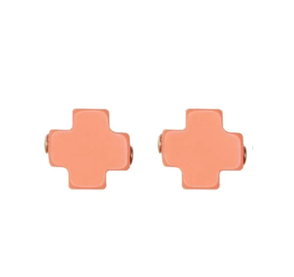 Signature Cross Stud- Coral