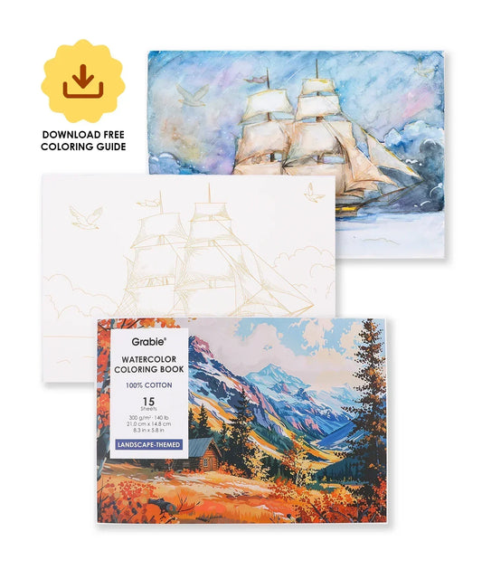 Watercolor Coloring Book- Landscape