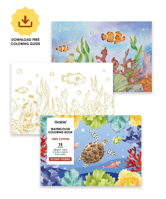 Watercolor Coloring Book- Ocean
