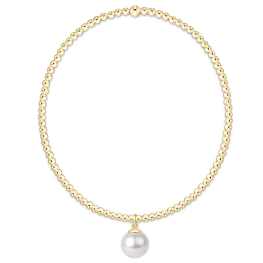 Classic Gold 2mm Bracelet - Classic Pearl 8mm Charm
