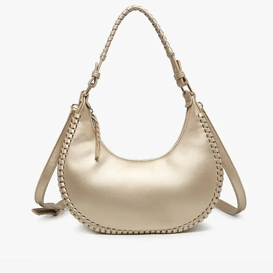 Aria Whipstitch Crescent Shoulder Bag