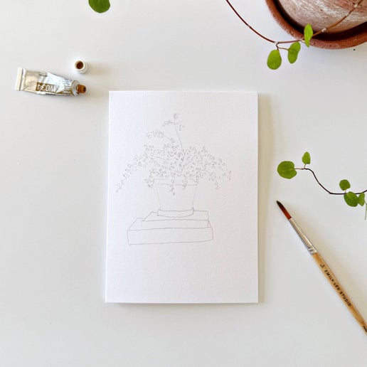 Emily Lex Potted Plants Paintable Notecards