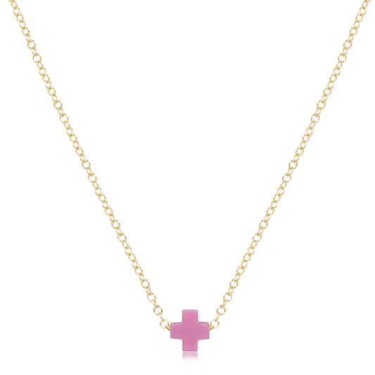 enewton 16" Necklace Gold-Signature Cross Small Bright Pink