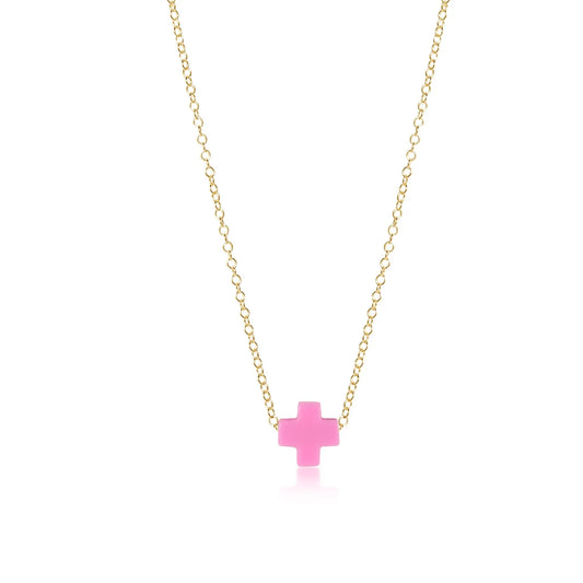 enewton 16" Necklace Gold- Signature Cross Bright Pink