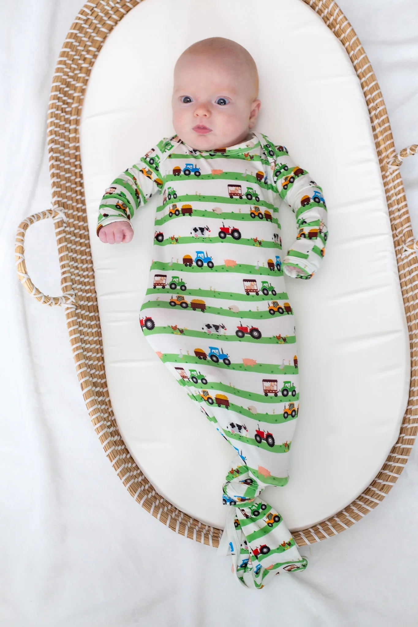 Knotted Gown- Farm Stripes