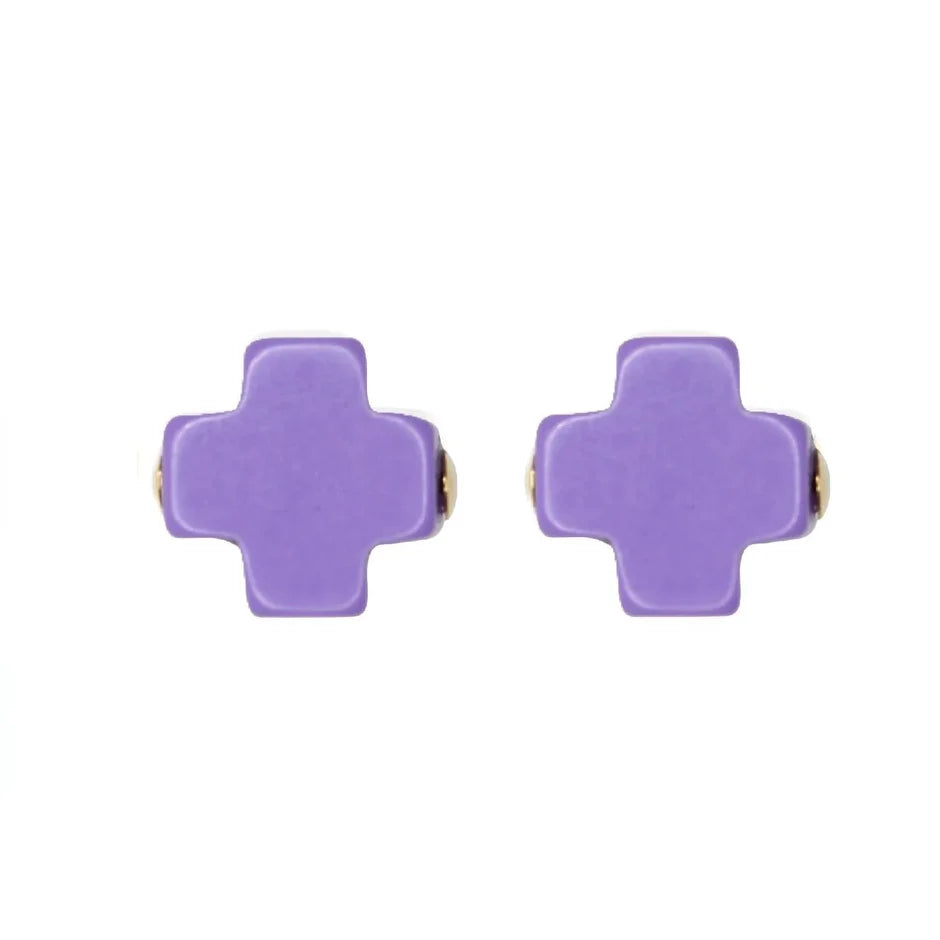 Signature Cross Stud- Purple