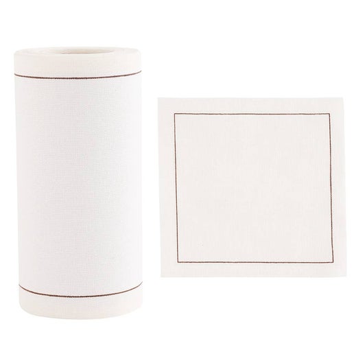 Solid White Rabbit Cocktail Napkin Gold Border