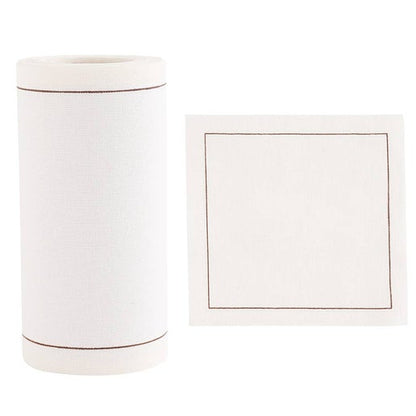 Solid White Rabbit Cocktail Napkin Gold Border